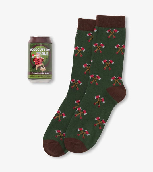 little BLUE HOUSE Men's Woodcutters Ale Beer Can Socks