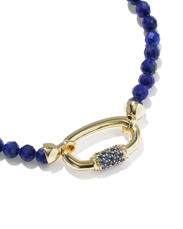 KENDRA SCOTT EMERY BEADED STRETCH BRACELET GOLD BLUE LAPIS