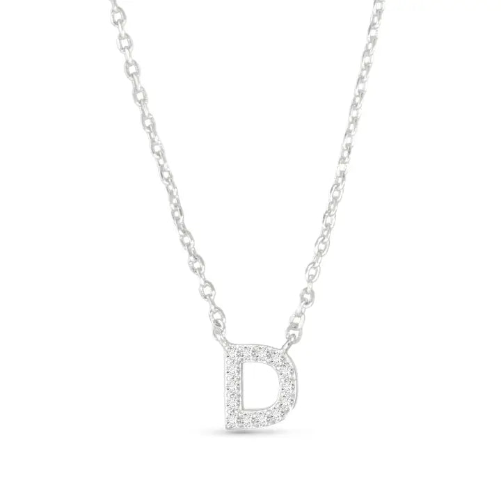 Amanda Blu Silver Cz Initial Necklace - D