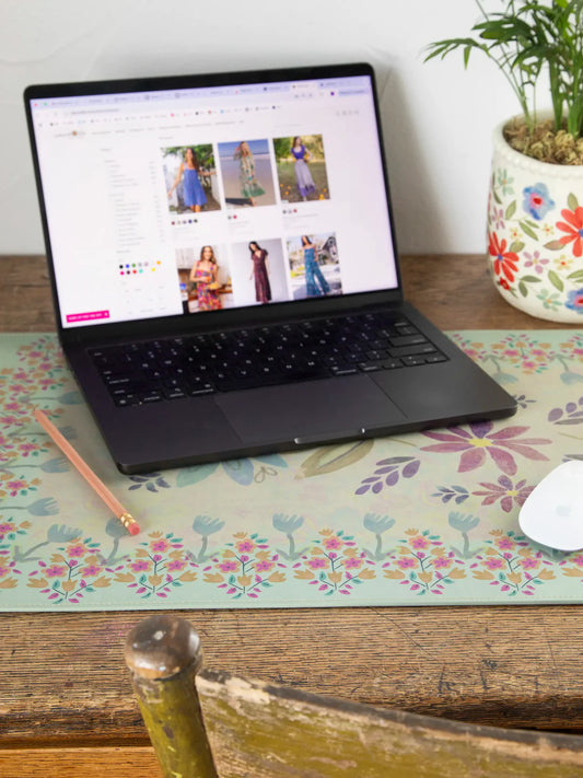 Natural Life Desk Mat-Cream Folk Floral