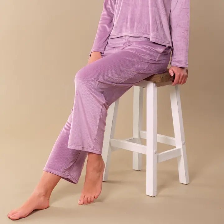 Amanda Blu Lavender Luxe Lounge Pajama Set | Long-Sleeve Velour Pjs