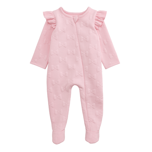 MUD PIE QUILTED BOW BABY SLEEPER