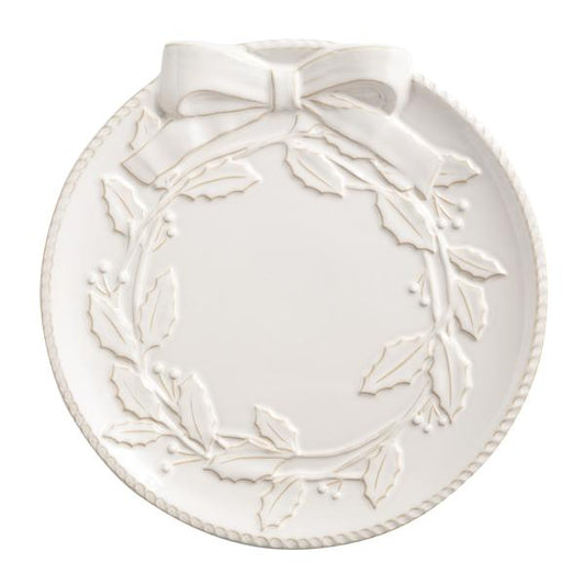 MUD PIE WHITE WREATH PLATTER