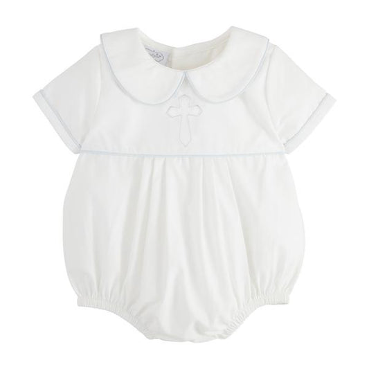 MUD PIE BLUE CROSS POPLIN BUBBLE-0-3M