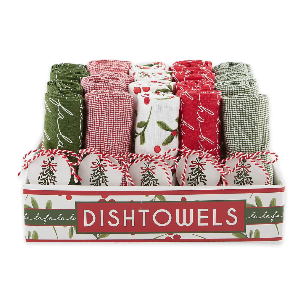 Design Imports Under The Mistletoe Christmas Dishtowels