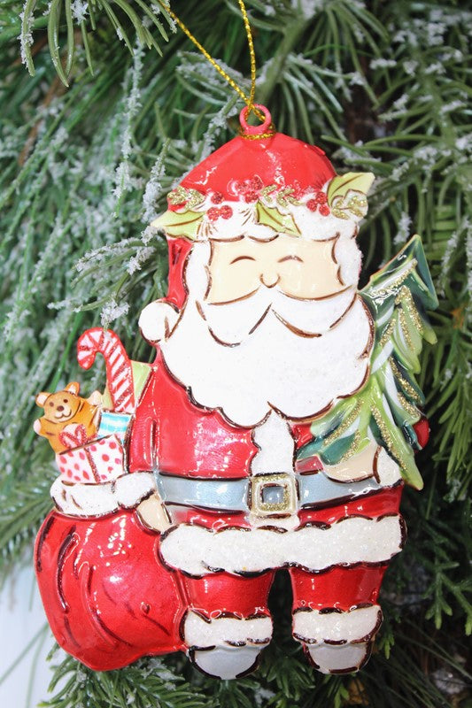 Trade Cie Handpainted Molded Metal Santa Ornament