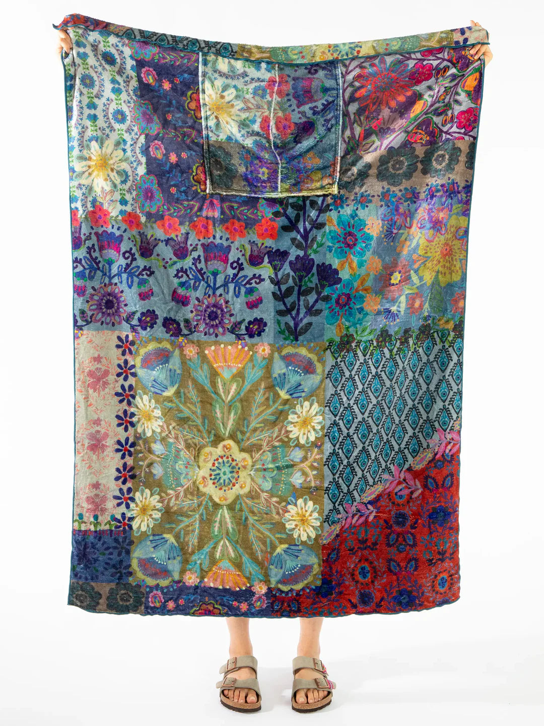 Natural Life Cozy Travel Blanket - Blue Patchwork