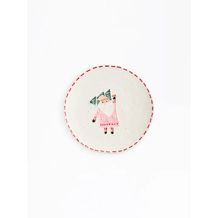 Mary Square Sculpted Plate | Winter Whimsy Santa