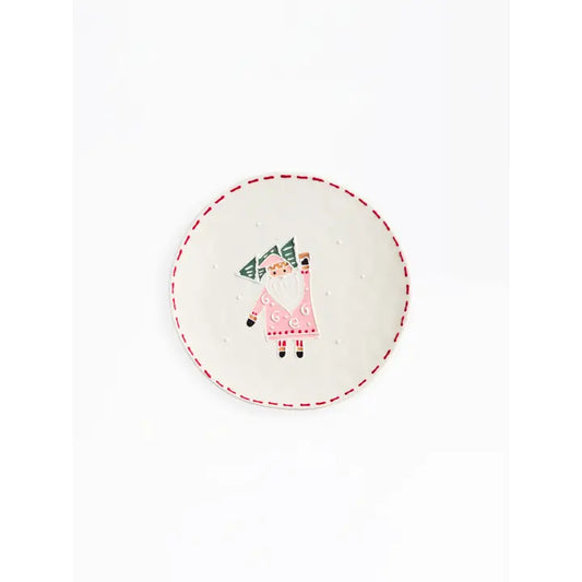 Mary Square Sculpted Plate | Winter Whimsy Santa