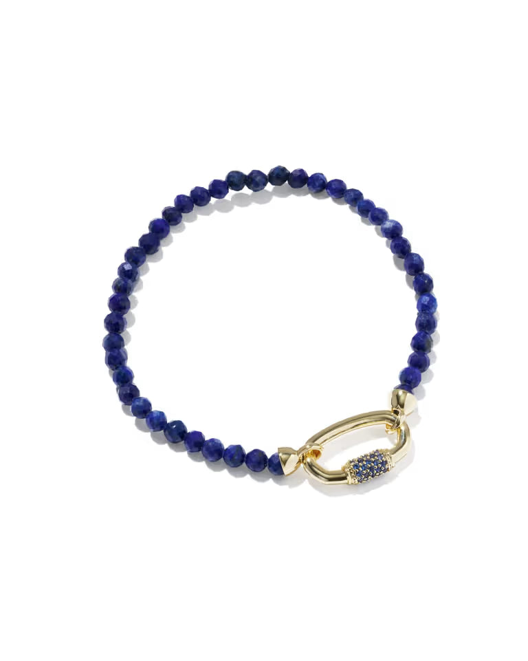 KENDRA SCOTT EMERY BEADED STRETCH BRACELET GOLD BLUE LAPIS