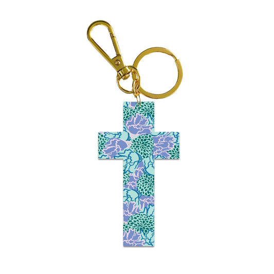 Mary Square  Acrylic Keychain Cross