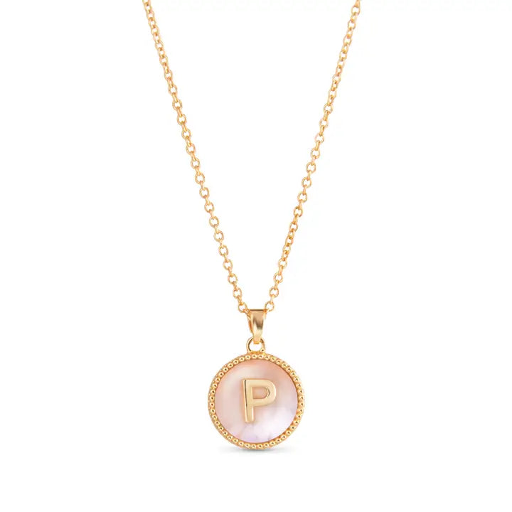 AMANDA BLU GOLD MOTHER OF PEARL INITIAL NECKLACE