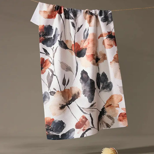 Geometry Moody Poppy Tea Towel
