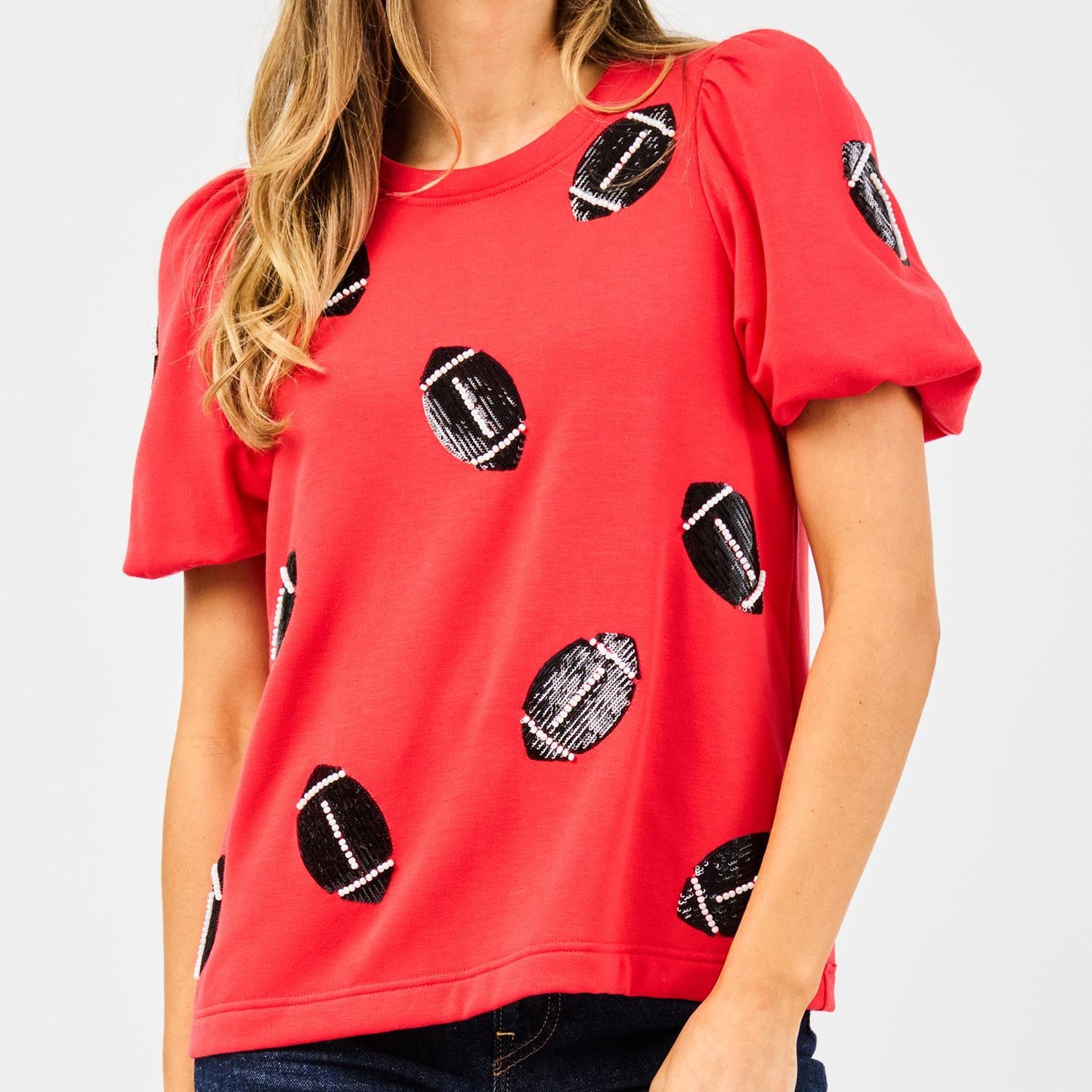 Mary Square  Top Tina Footballs Red/Black