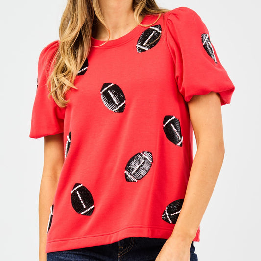 Mary Square  Top Tina Footballs Red/Black
