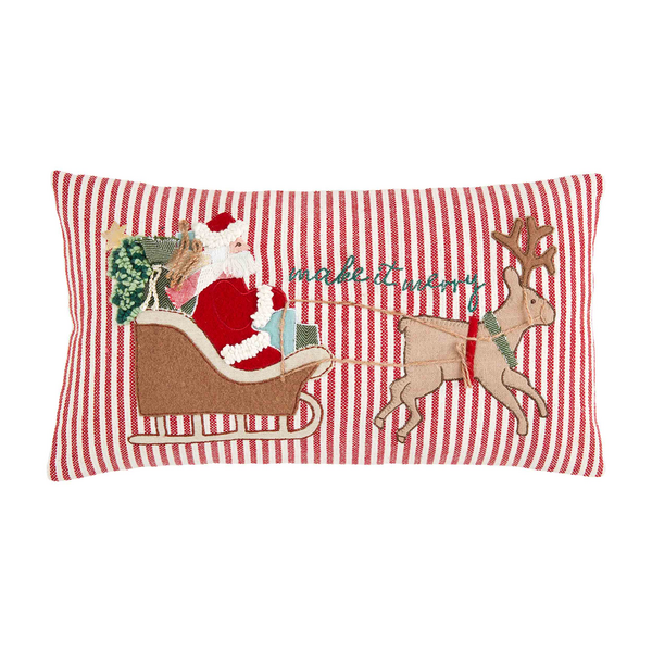 MUD PIE SLEIGH EMBROIDERED PILLOW