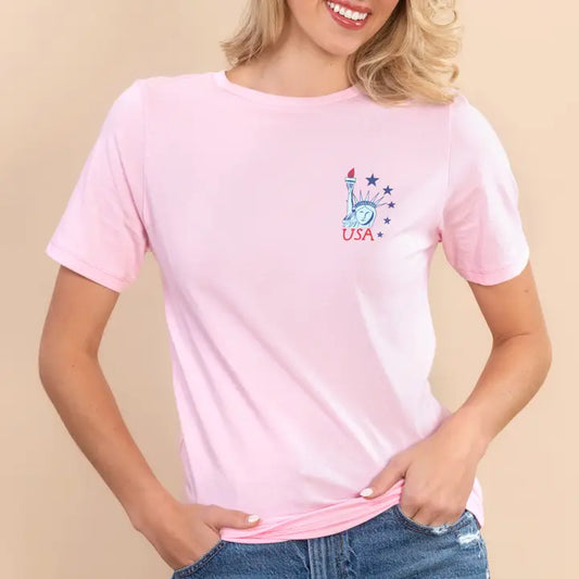 Amanda Blu American Stamps | Women's Pink Short-Sleeve 4th of July Tee