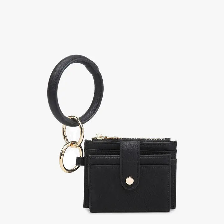 Jen & Co. Sammie Mini Snap Wallet w/ Ring-Black