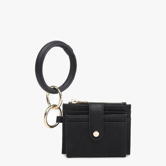 Jen & Co. Sammie Mini Snap Wallet w/ Ring-Black
