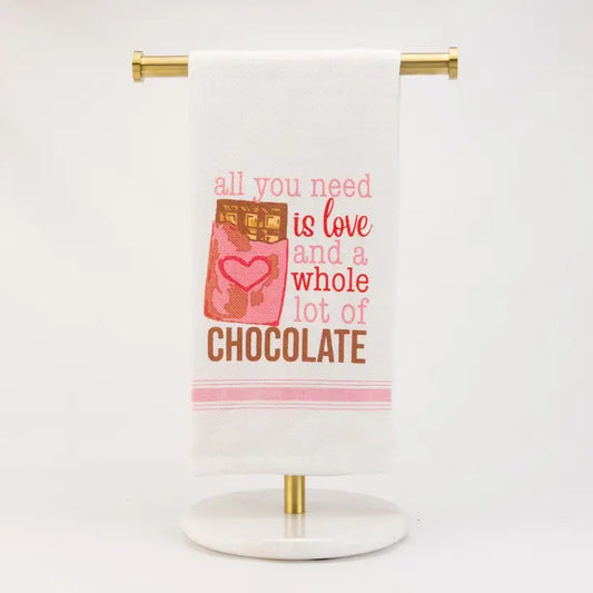 The Royal Standard All You Need Is Chocolate Hand Towel White/Pink/Cherry 20x28