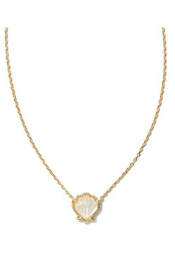 KENDRA SCOTT BRYNNE SHELL SHORT PENDANT NECKLACE GOLD IVORY MOTHER OF PEARL