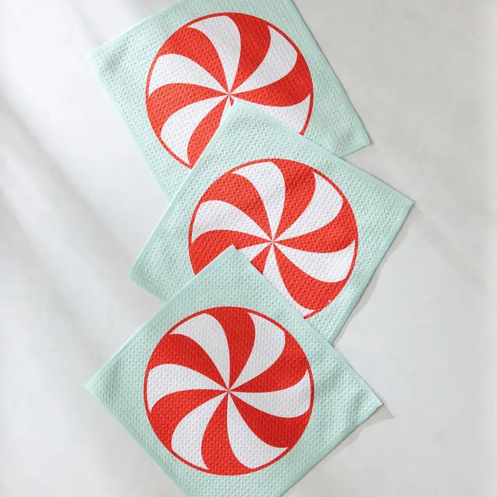 Geometry Peppermint Swirl Dishcloth Set