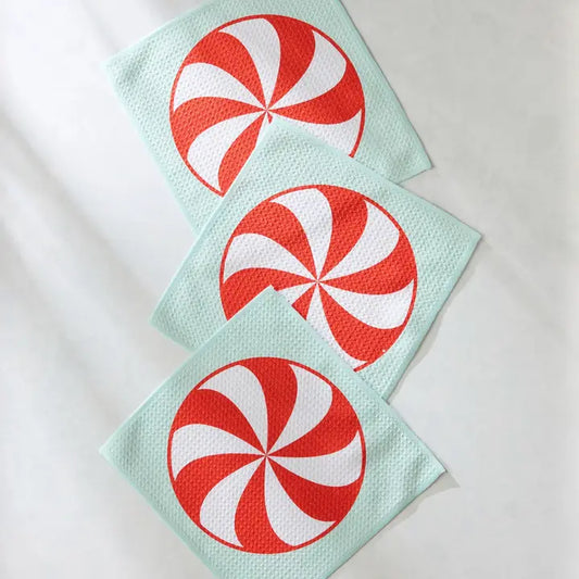 Geometry Peppermint Swirl Dishcloth Set