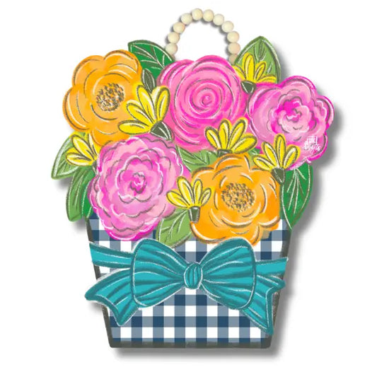 DK Designs Gingham Flower Pot Door Hanger