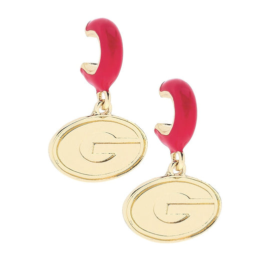 CANVAS Style Georgia Bulldogs 18k Gold-Plated Huggie Hoop Logo Earrings