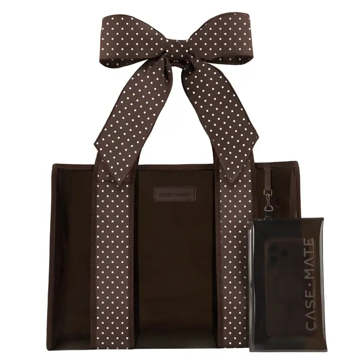 Case-Mate Espresso Polka Dot Bow Jelly Tote Bag