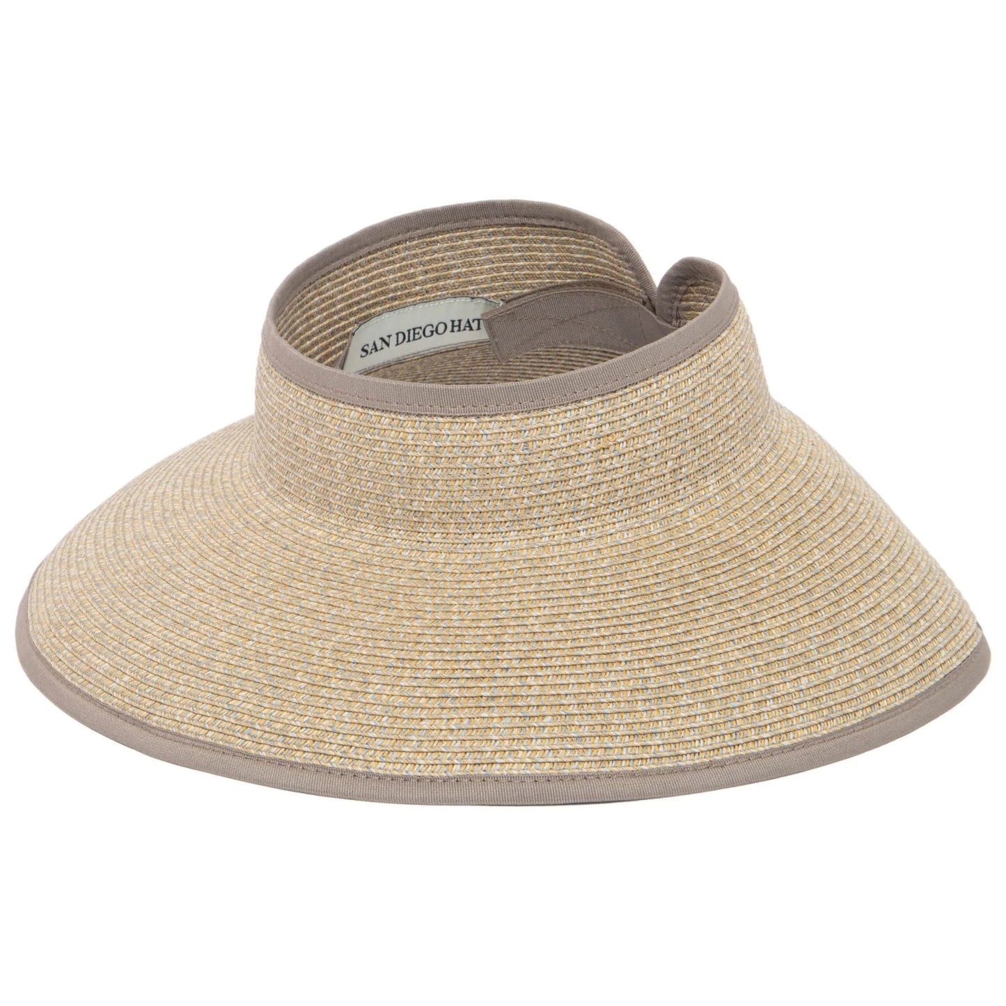 San Diego Hat Company's Signature Women's Ultrabraid Large Brim Visor-Grey/Tan