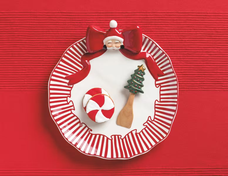MUD PIE SANTA BOW COOKIE PLATE SET