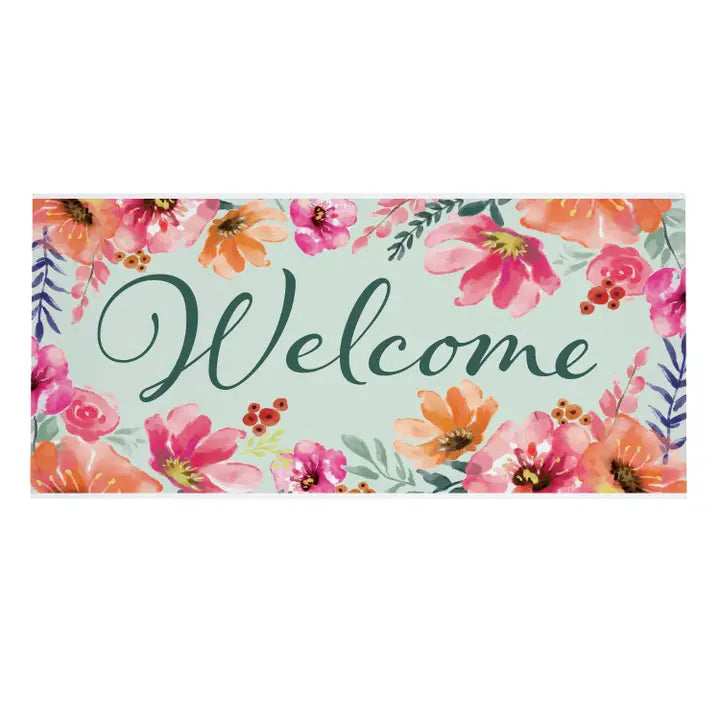 Evergreen Enterprises Pastels of Nature Flocked Coir Sassafras Switch Mat, "Welcome"