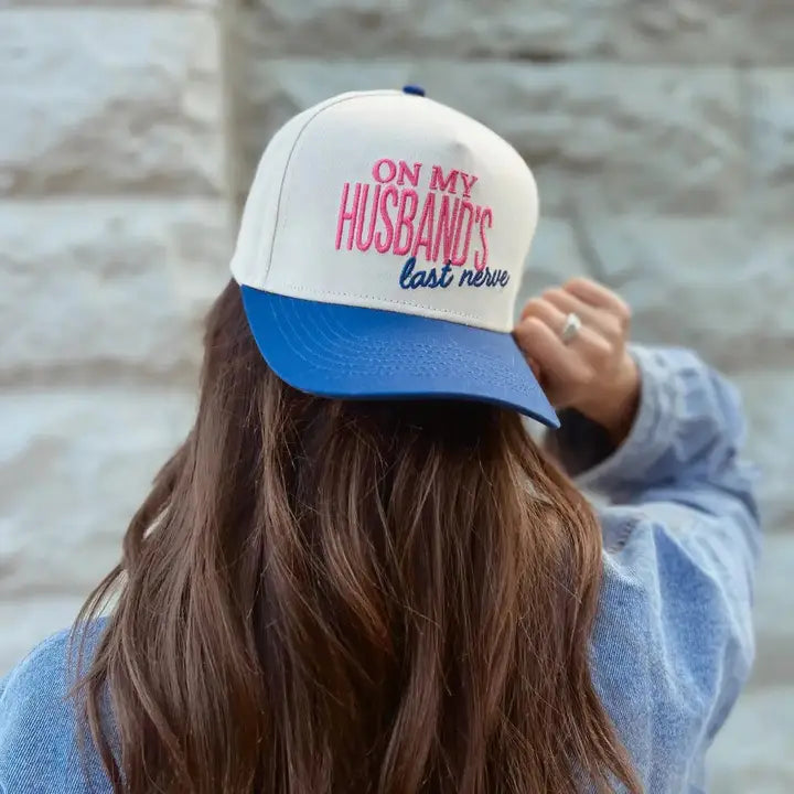 Social Statement On My Husband's Last Nerve Vintage Trucker Hat