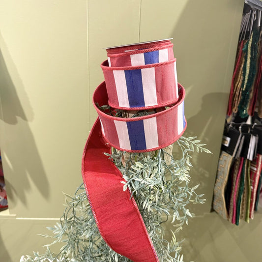 John Mark Enterprises Red/White/Blue Stripe Dupion-2.5x10yd