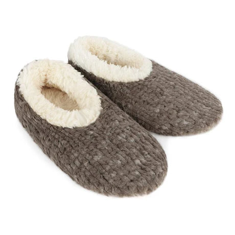 Snoozies! Womens Teddy Bear Faux Fur Slipper With Memory Foam Sole Dark Grey