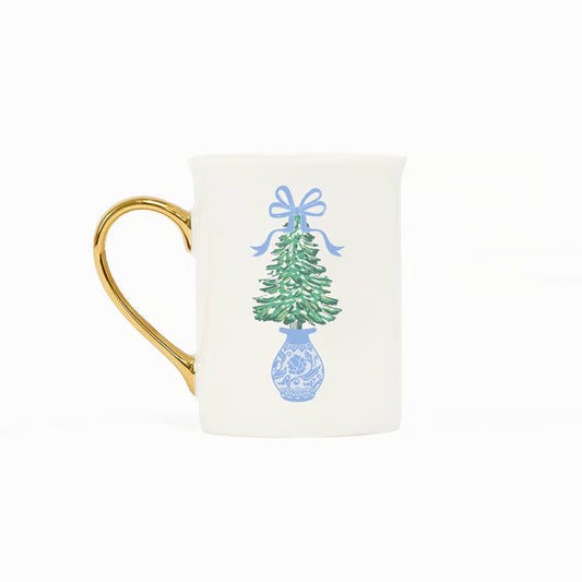 MARY SQUARE Gold Handle Mug Winter Pines
