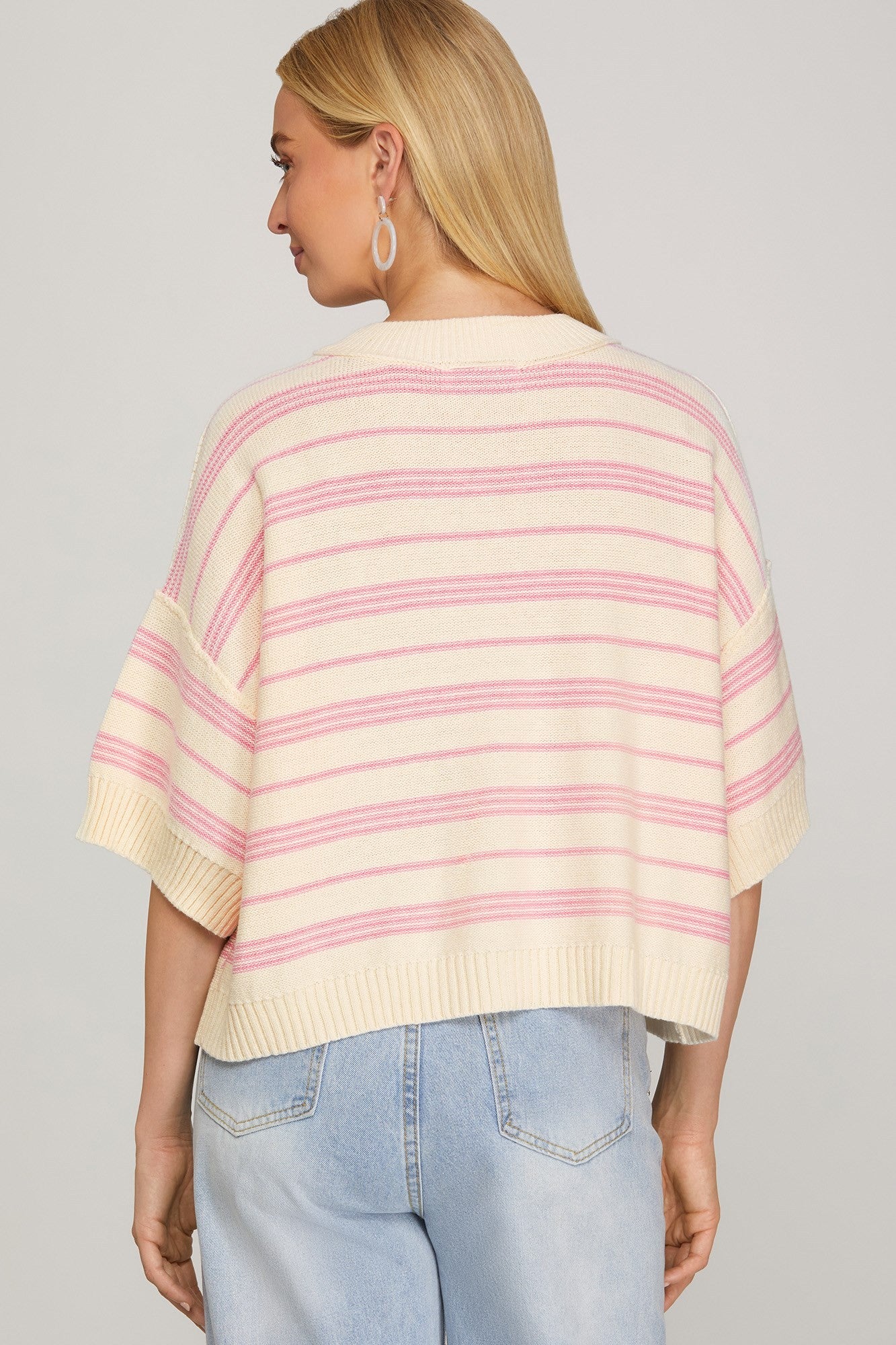 She + Sky Striped Knit Sweater Top