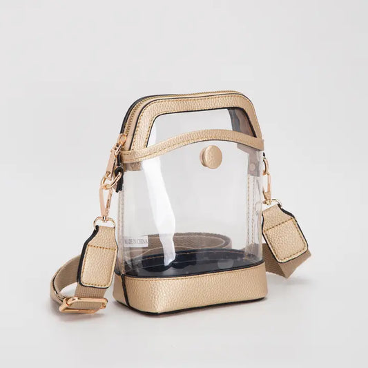 Game Day Stadium Button Style Clear Bags-Gold