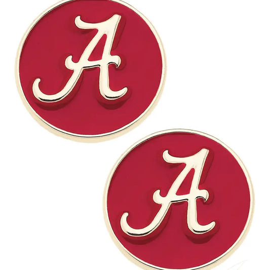 Canvas Style Alabama Crimson Tide Logo Circle Stud Earrings