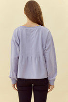 Jodifl Solid Cropped Top with U-neck-Lavender