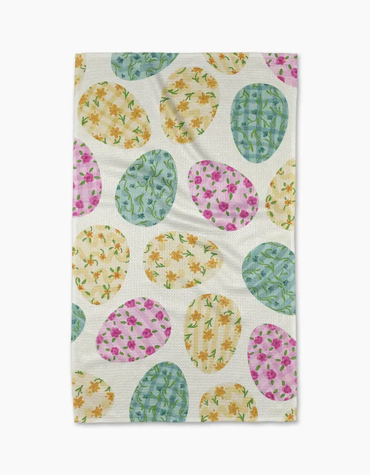Geometry Colorful Easter Eggs Tea Towel