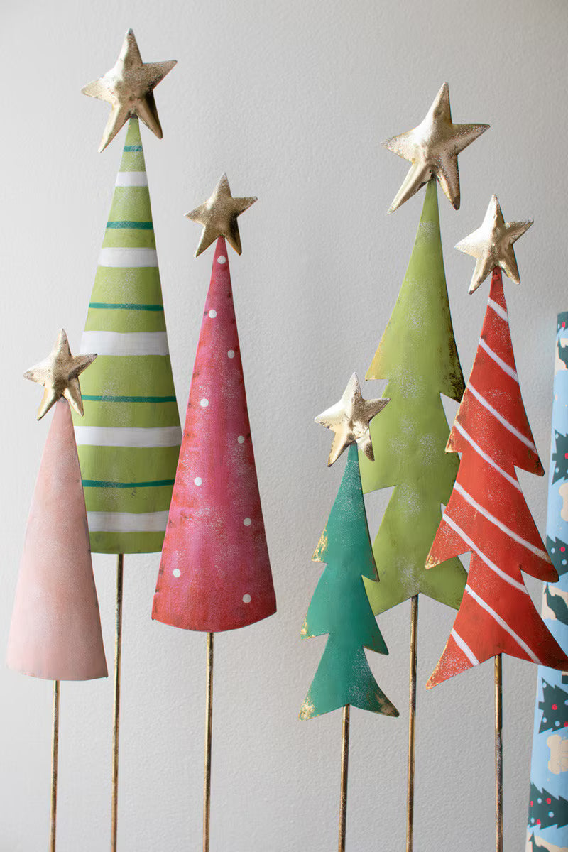Kalalou Painted Metal Christmas Tree Trios