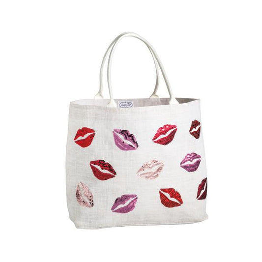 MUD PIE VALENTINE'S LIPS SPARKLE TOTE BAG