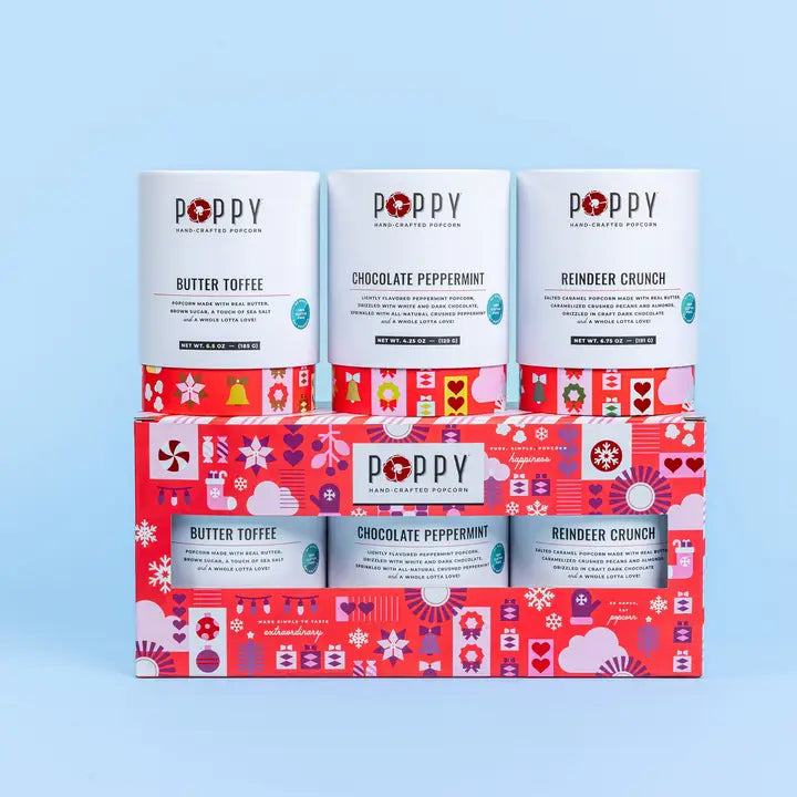 Poppy Holiday Cylinder Trio Popcorn