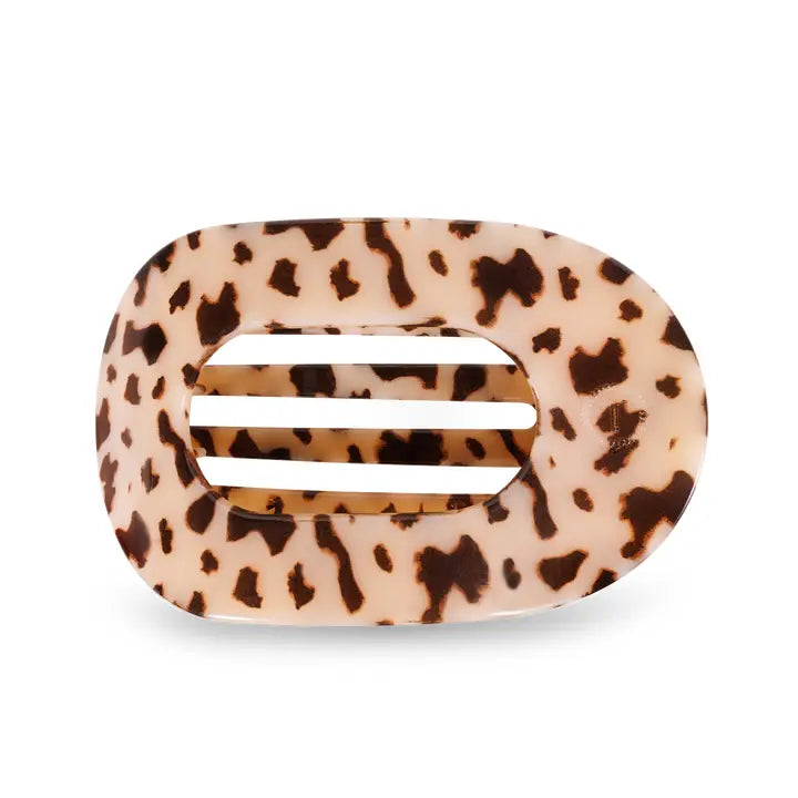 Teleties Round Flat Hair Clip | Large | Blonde Tortoise