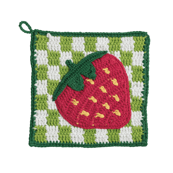 MUD PIE STRAWBERRY CROCHET TRIVET