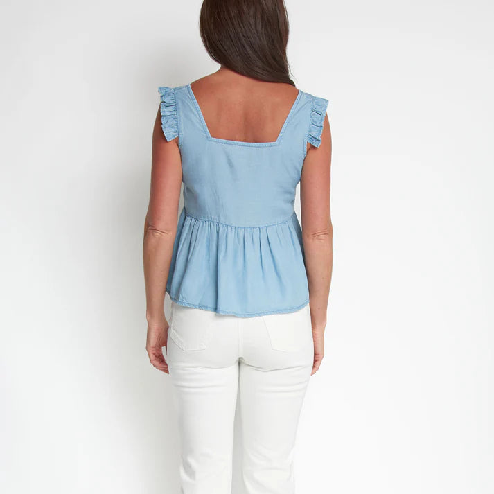 ELSIE & ZOEY  Delaney Chambray Babydoll Tank Top