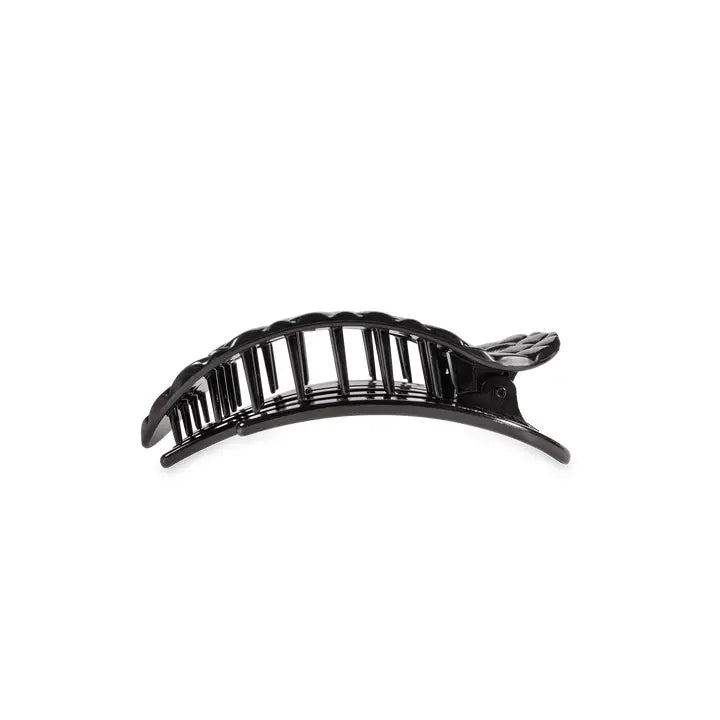 Teleties Flat Round Hair Clip | Small | Jet Black Quilted