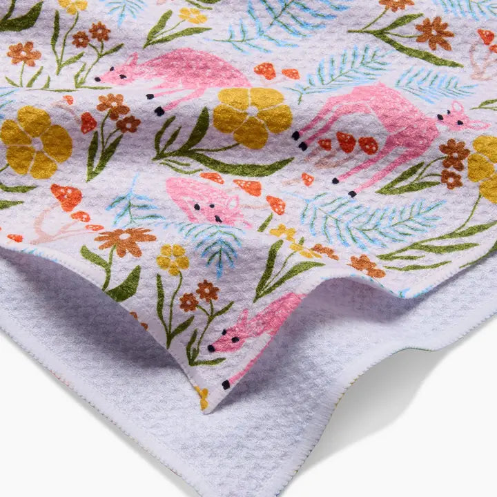 Geometry Fern and Fawn Tea Towel